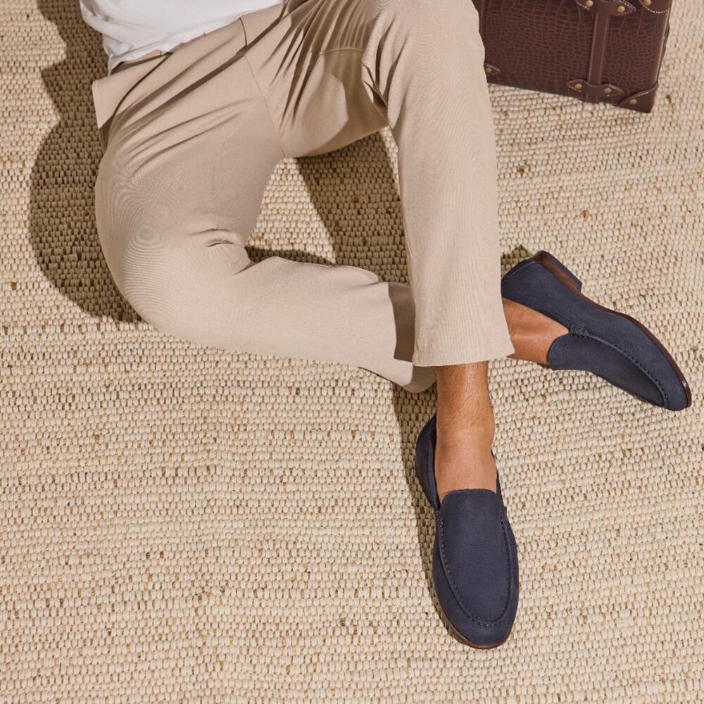 Donald Pliner Men's Slater Leather Loafer Driving Shoe Navy Size 8.5 Preppy